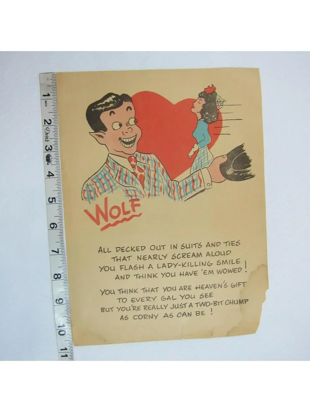 Vintage Vinegar Valentine Wolf Male Penny Dreadful Sarcasm Insult Poem Ephemera